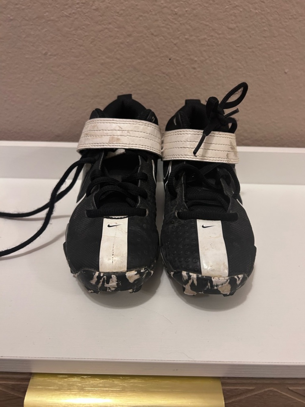 Nike Kids Black and White Velcro Lace Sneakers Cleats